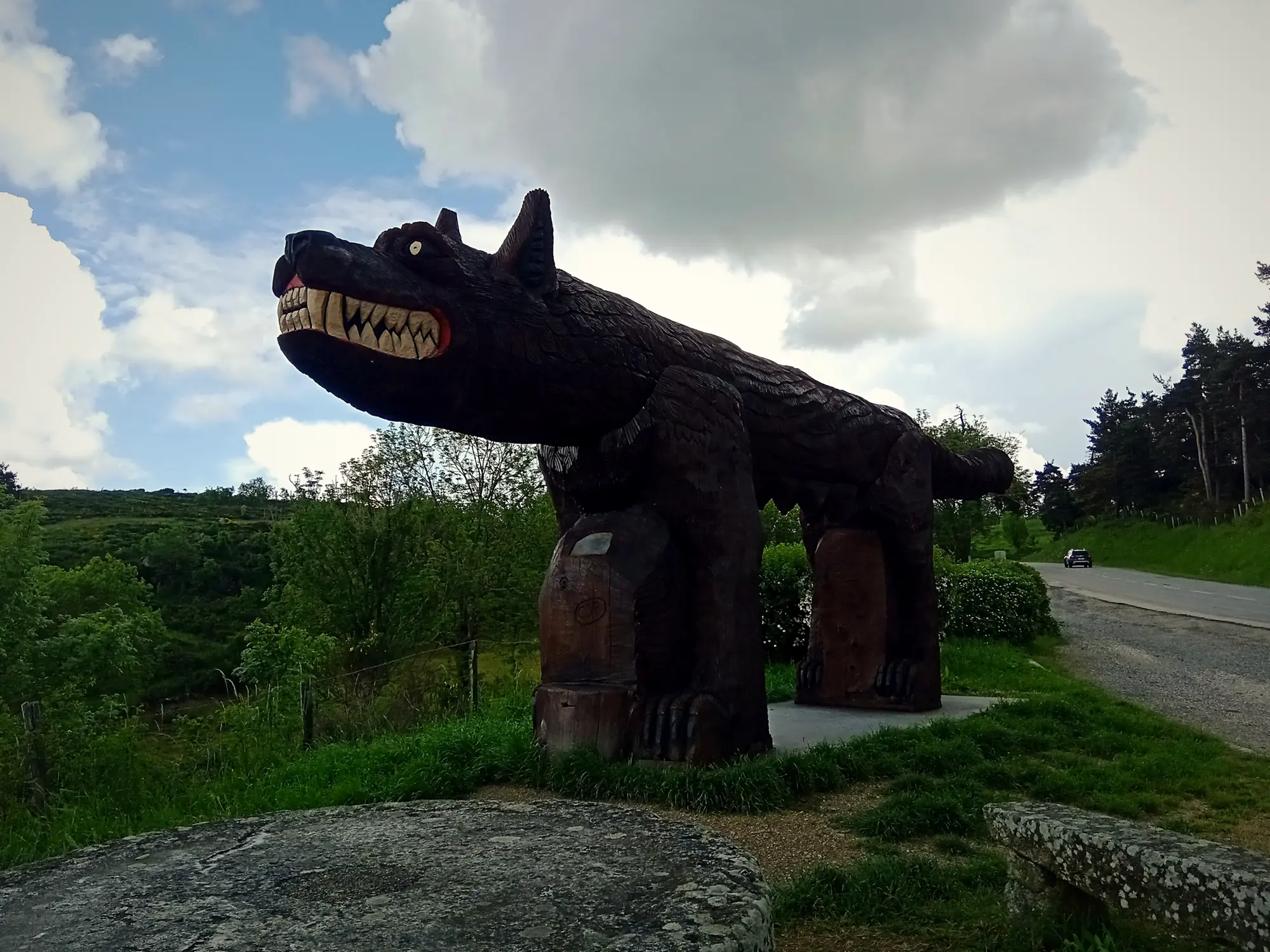 Sculpture of the Beast of Gévaudan in Saugues